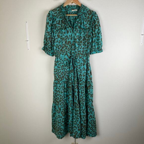 Lola Australia Pacific Animal Print Midi Dress Size S Turquoise Green - Picture 5 of 15